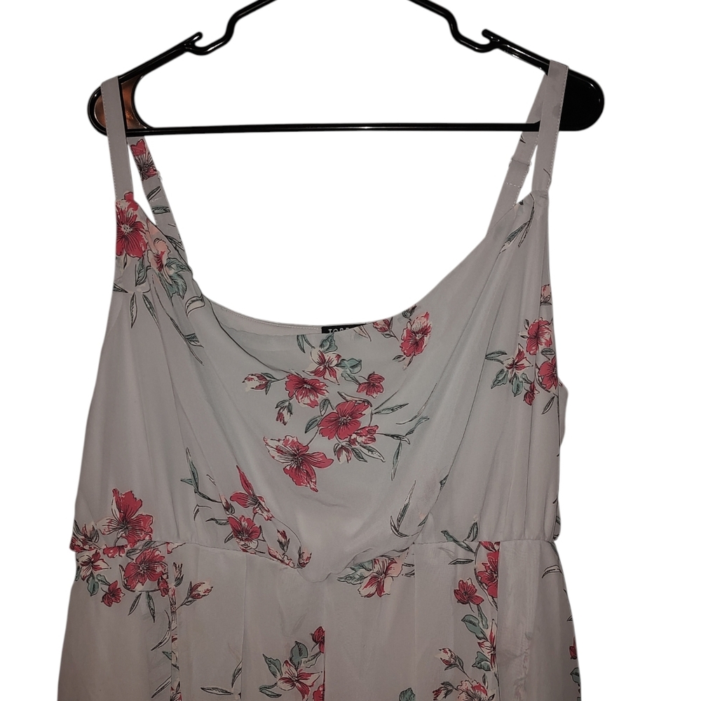 torrid Light Gray Midi Dress with Pink Floral Print - Picture 4 of 6